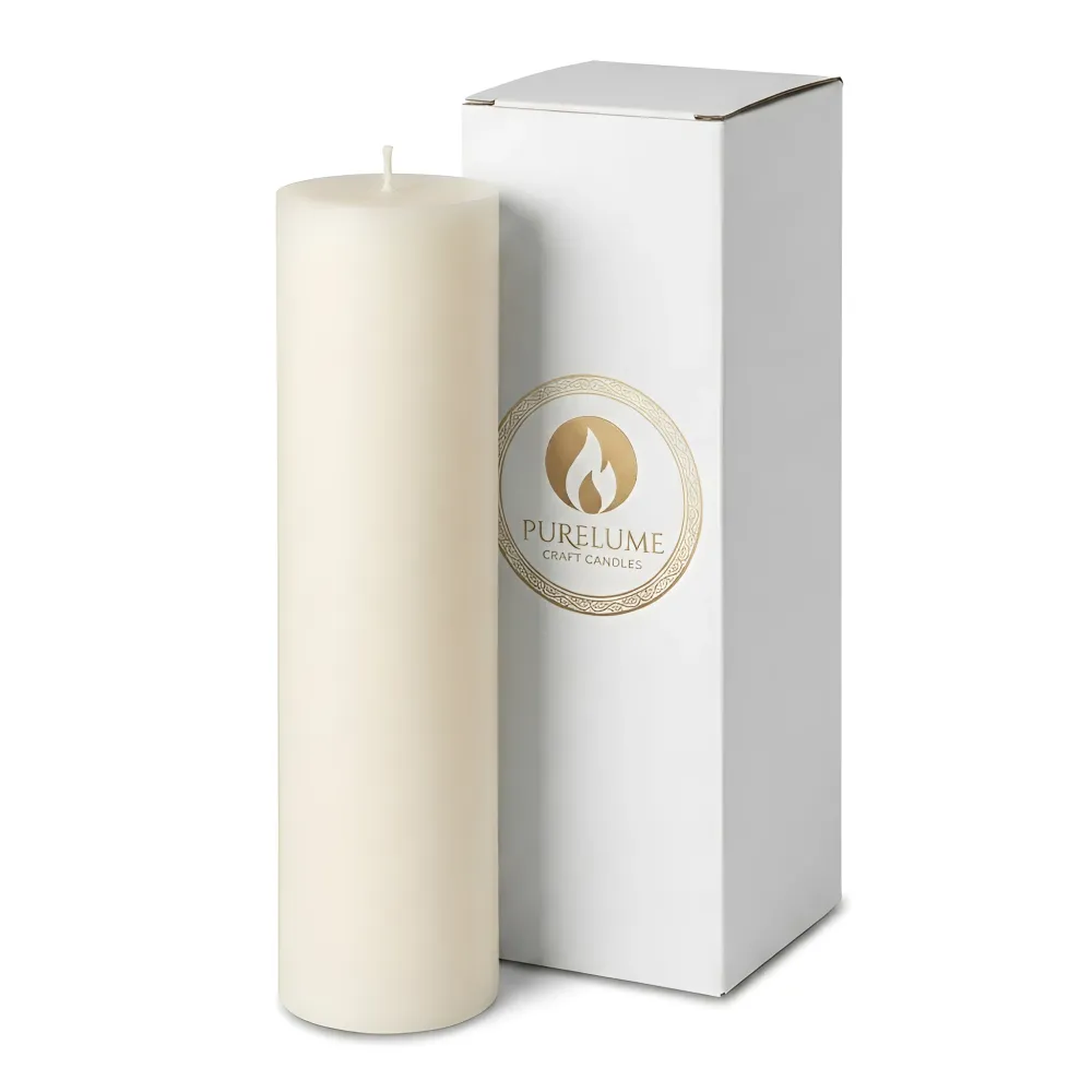 Purelume 12-inch handmade unscented pillar candle