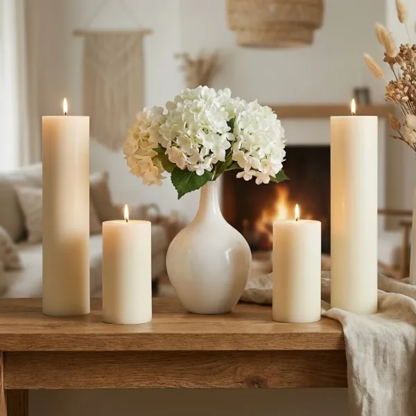 Handmade unscented pillar candles by Purelume Craft Candles